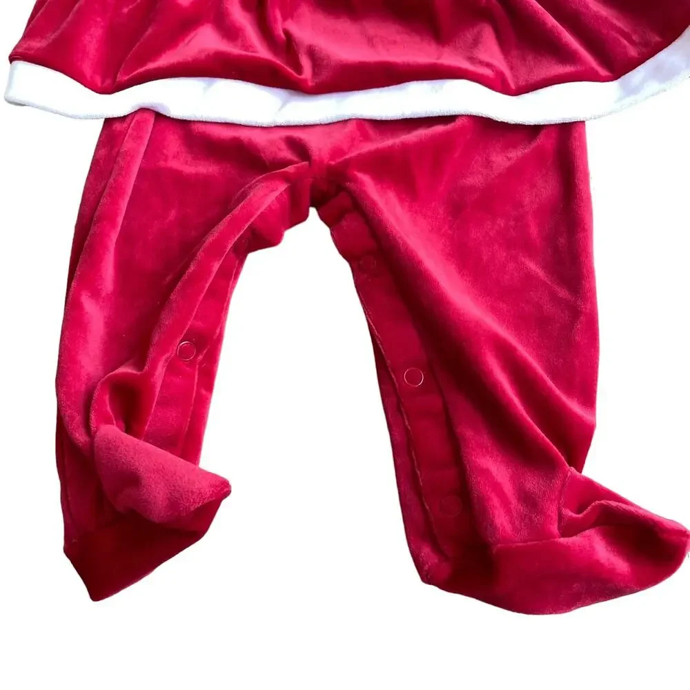 Vintage Santa Outfit Baby Girl 3-6 M Christmas Infant Red Coverall Simply Basic